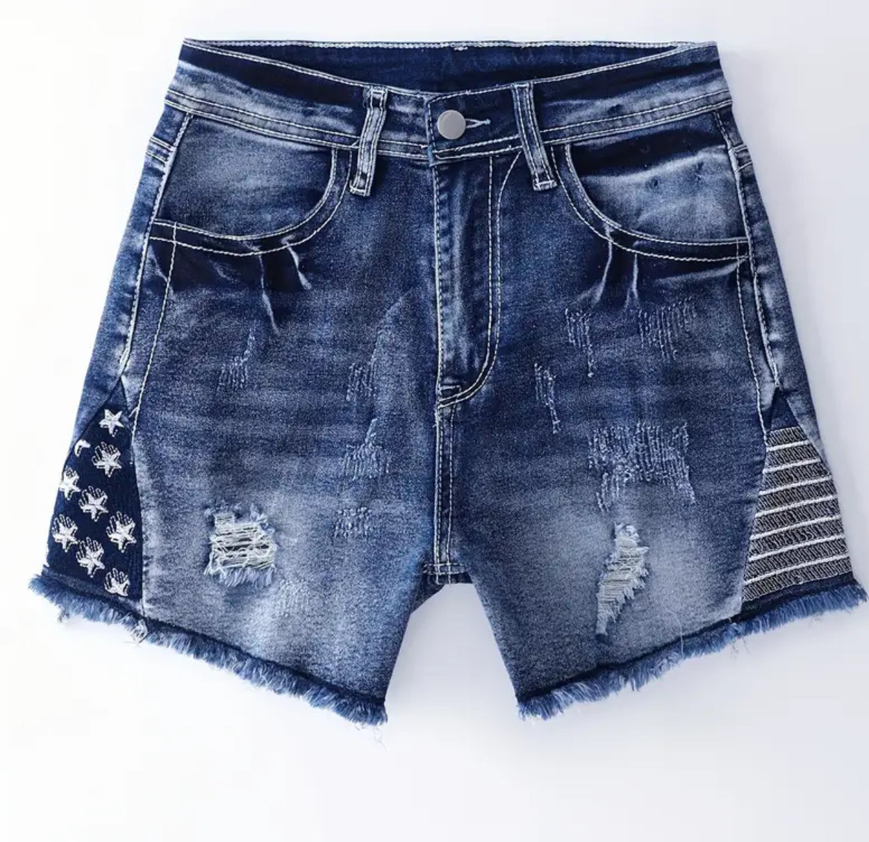 Patriotic Distressed Denim Shorts