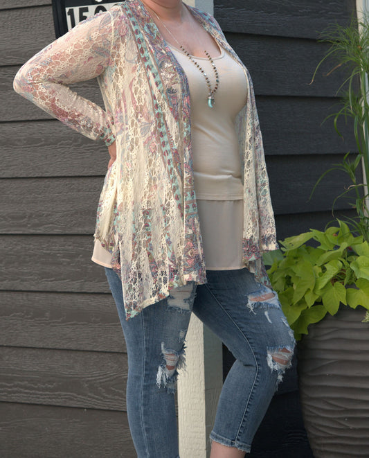 Turquoise Lace Cardigan