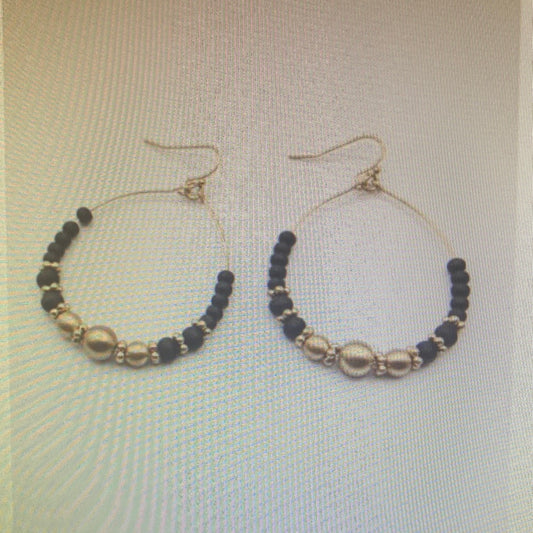 Earring Black Hoop